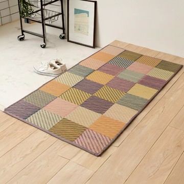 日本 IKEHIKO池彥 藺草腳踏墊ColorBlock 百年傳承質感編織 - 七彩之丘-60x90x0.6cm