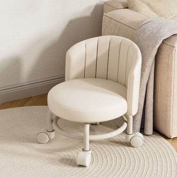 免運/快速出貨 萬向輪金屬小凳子家用客廳移動滑輪凳兒童軟包靠背椅懶人換鞋圓凳