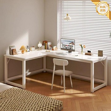 【轉角省空間】電腦桌 書桌 學習桌 辦公桌 工作臺 簡約現代設計 可調節高度 多層置物架 臥室書房宿舍適用