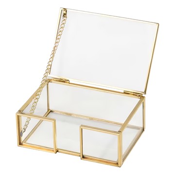 艾米購物 名片座 盒子款 透明玻璃金色邊框 辦公室桌面名片展示架  1個  1