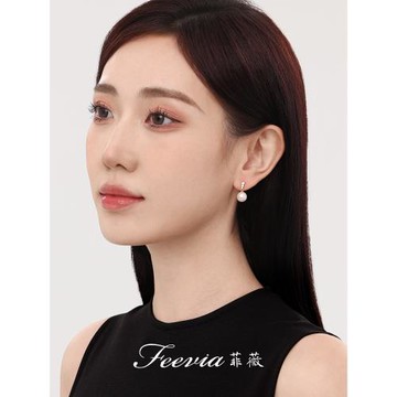 (免運)菲薇18K金耳釘天然正圓淡水珍珠耳環高級感氣質耳墜純銀珠寶耳飾