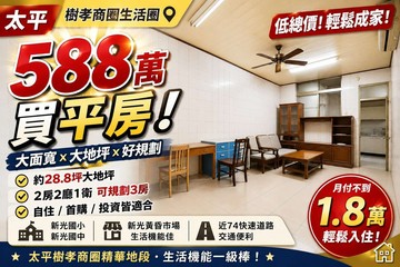 【★太平樹孝商圈｜大面寬｜低總價平房】｜台中市太平區新平路三段