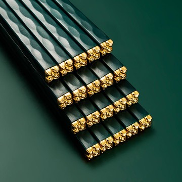 合金筷子家用綠色歐式奢華輕奢風防滑防霉高檔耐高溫家庭2021新款