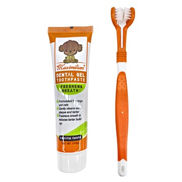 Maximilian 香草味寵物牙刷牙膏套組 100g牙膏 三面牙刷  400g  1組