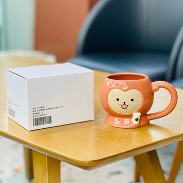 星巴克杯子2026新年禮物可愛派對萌寵本命小猴動物造型陶瓷咖啡把手馬克杯喝水杯咖啡杯露營杯生日禮物聖誕節禮物七夕禮物