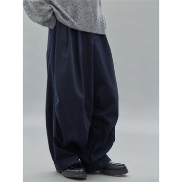 【muscle】步履不停 顯瘦寬松闊腿藏青色米色蘿卜褲彎刀褲女褲