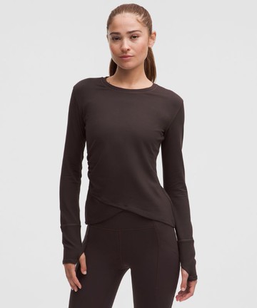 Rulu Gathered-Waist Long-Sleeve Running Top Size Large