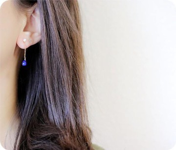 祝你好運成功運UP青金石和淡水珍珠2WAY納米鏈耳针耳夾換十二月生日石