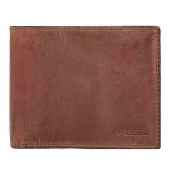 FOSSIL Derrick 棕色真皮大零錢袋RFID皮夾 男 ML3687200