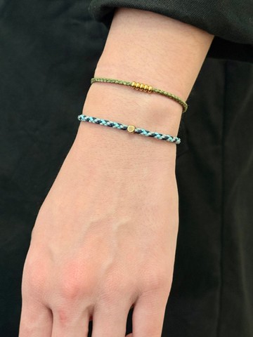 六股編繩 大方銅珠 蠶絲蠟線手環