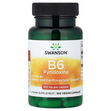 Swanson Vitamins, 維生素 B6，100 毫克，100 粒全素膠囊