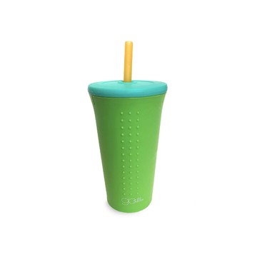 100% 鉑金級矽膠【GoSili 】TOGO矽膠吸管隨行杯 - 16oz 青檸綠 外出 出遊 矽膠環保杯 隨行杯 防漏杯蓋 時尚環保