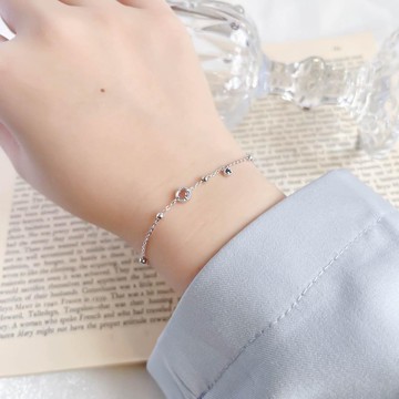 藍托帕石mix倫敦藍925純銀蛋糕雙寶石圓珠手鍊