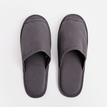 伊登格紋布質拖鞋L 岩灰