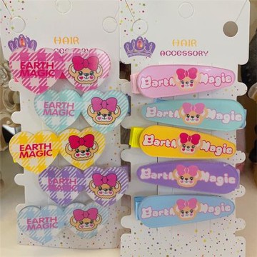 Em earthmagic 新款兒童女童卡通小熊日系潮牌可愛發飾發夾5個裝