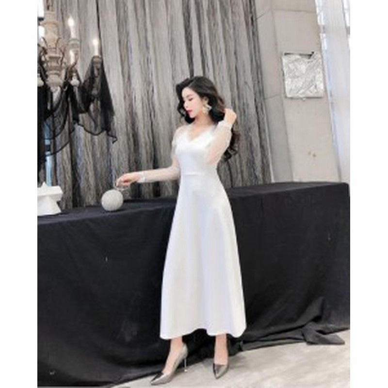 白ワンピース マキシワンピース 長袖 ロング チュール ワンピ 無地 カジュアル 旅行 海デート 優雅セクシー フレアースカート春夏 通販 Lineポイント最大1 0 Get Lineショッピング