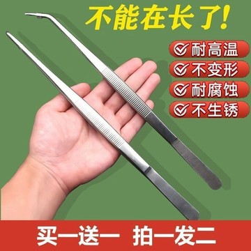 隔日達🔥【48小時發貨】鑷子鑷子長加長版加硬水草多肉直圓頭動物餵食鑷子彎頭鑷子不鏽鋼Z02K
