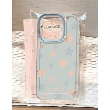 卡通鏤空藍底星星 防摔 適用蘋果iphone 78p xr i11 i12 13 14 15 16 pro max手機殼