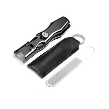 PUSH!居家生活用品 防飛濺大開口不銹鋼指甲剪指甲刀指甲鉗自鎖便攜大號B37黑色