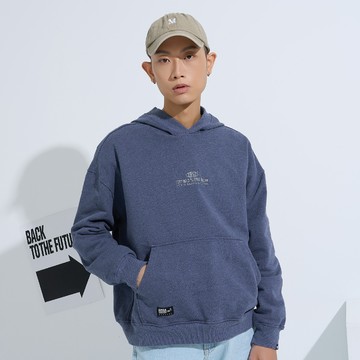 獨家設計！雙口袋潮流帽T (灰藍)-男