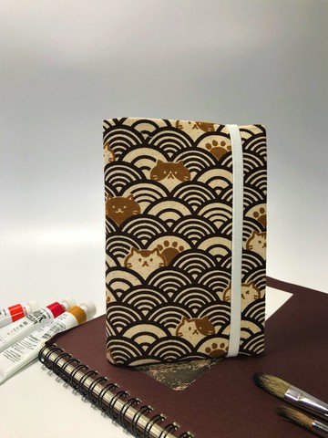 波浪貓棉麻布護照套/夾