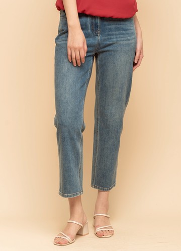 自在不羈九分刷色牛仔褲