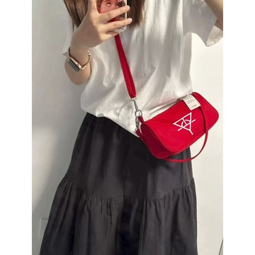 4/24🚚華晨宇同款單肩包女學生火星人應援紅色包包周邊女百搭小衆時尚包