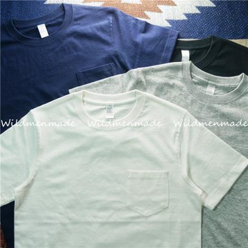 32織 260g重磅厚實純棉短袖口袋T恤基礎純白男女款純色復古打底衫