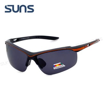 【SUNS】流線型運動太陽眼鏡 頂規Polarized偏光鏡 質感橘框 抗UV400防眩光防撞擊S15