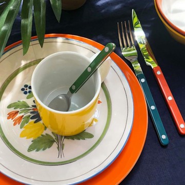 法國製 Sabre Paris 復古酒館 鈕扣甜點茶匙 16cm - 午夜藍