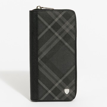 PLAYBOY - 拉鍊長夾  Black Diamond Plaid系列 - 灰色