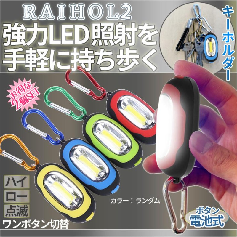 LED ライト 小型 キーホルダー 2個セット カラビナ ミニ 懐中