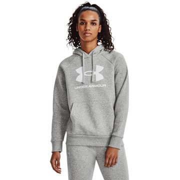 UA 品牌日精選【UNDER ARMOUR】女 Rival Fleece Big Logo 連帽長袖套頭衫 1379501-012