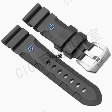 《經典錶帶》適配沛納海PAM0061PAM111閃電橡膠手錶帶矽膠錶鏈膠帶綠色銀扣特價w【亞德機械五金家居】