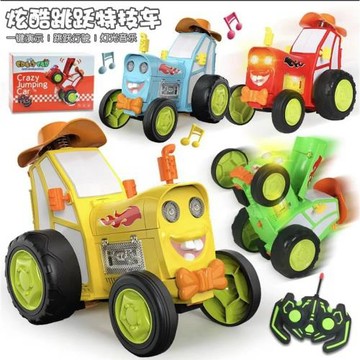 抖音爆款新奇特跳舞遙控特技車燈光音樂搖擺翻滾電動玩具車兒童