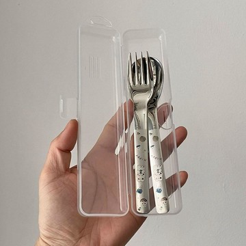 ✨臺灣出貨✨316不鏽鋼叉子勺子筷子三件套可愛學生餐具食堂吃飯喝湯便攜餐具
