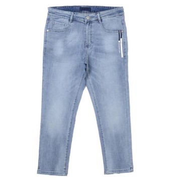 推薦夏季薄款 工廠剪標尾貨 男裝修身做舊淺色彈力牛仔九分褲