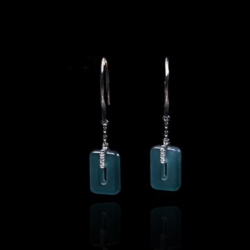 冰種藍水翡翠無事牌耳環 18K金鑽石 | 天然翡翠A貨 | 送禮