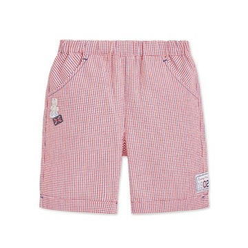 夏日比得男格紋純棉五分褲