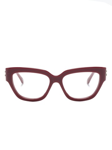 Balenciaga Eyewear - monogram-plaque cat-eye glasses - unisex - Acetate - 53 - Red