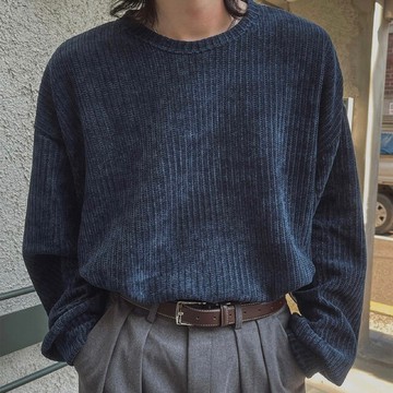 韓國 慵懶落肩 天鵝絨上衣｜4色 男裝 寬袖