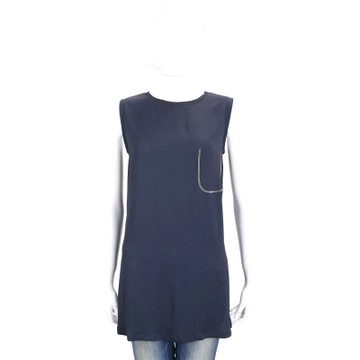 FABIANA FILIPPI 藍色珠飾棉質長版無袖上衣