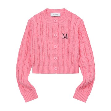 韓國 MUCENT VESTER CROP R-NECK KNIT CARDIGAN 短版圓領針織開襟衫 粉色 PINK