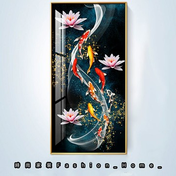 北歐裝飾畫 九魚圖 晶瓷畫 玄關掛畫 客廳壁畫 吊畫 抽象畫 創意藝術畫 鋁合金框畫 餐廳走廊過道壁飾 背景牆壁掛飾