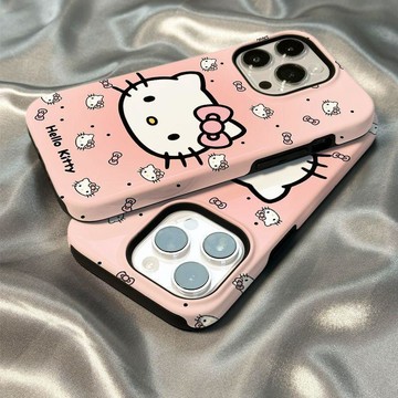 暈染Kitty頭像防摔iPhone17PROMAX手機殼16Plus蘋果15韓版二合一p