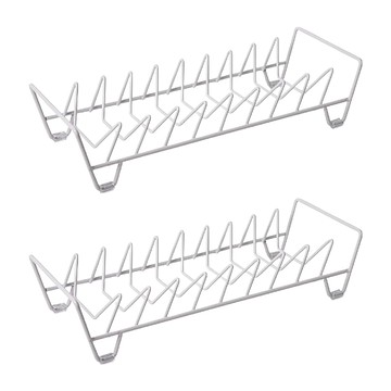 Homely Zakka 日式簡約鐵藝多功能碗盤收納架  2個  白色  33 x 13 x 7.5cm