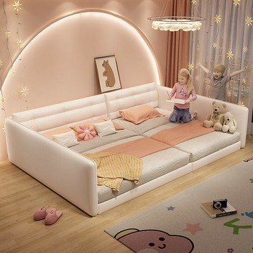 優樂悅~二胎家庭榻榻米雙人親子床加寬一家四口的拼接床2米2實木超大大床