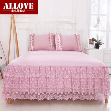 夏天公主床罩1.8x2.0x2.2m床套蕾絲花邊床單三件套床裙式單件