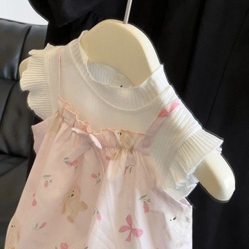 🎀biubiu童裝🎀分體套裝夏裝洋氣可愛吊帶哈衣兩件套寶寶衣服夏季薄款