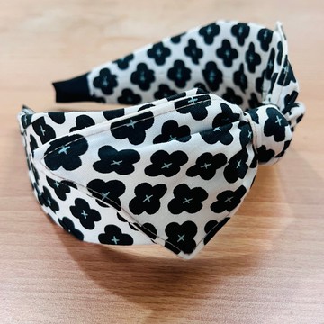 MOYA 寬版手工髮箍 黑白花